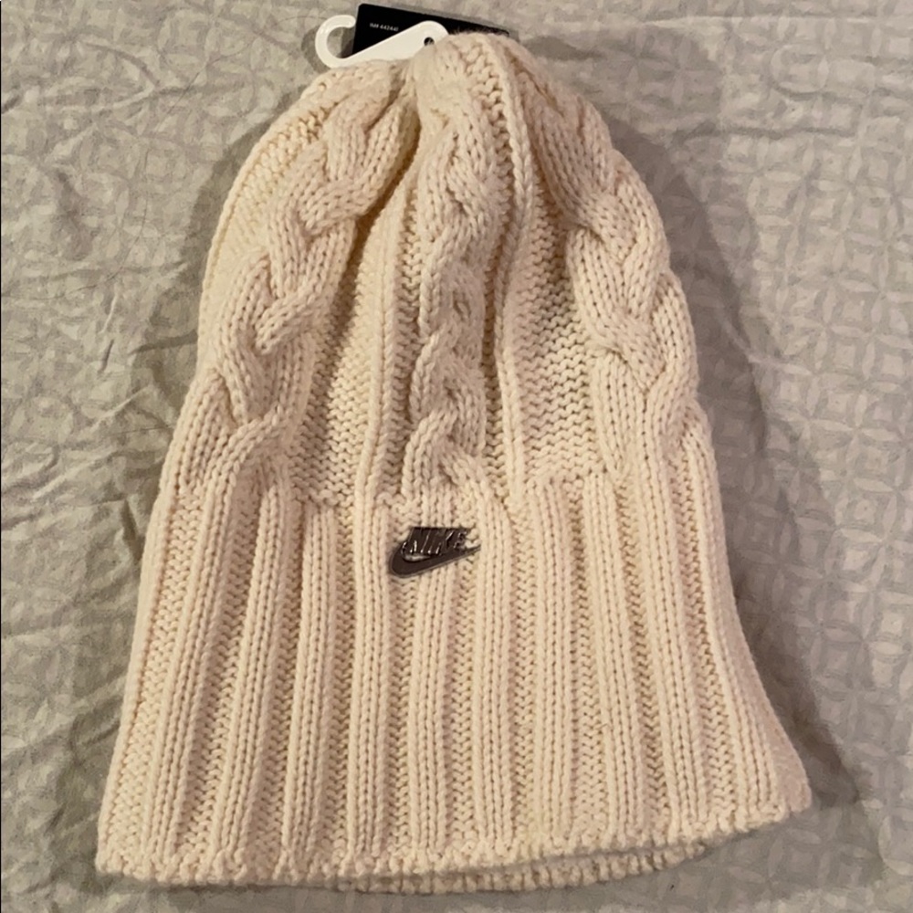 Cream colored Nike beanie